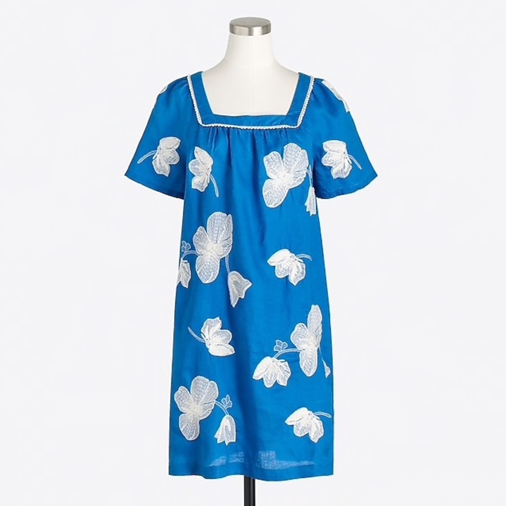 Blue embroidered floral dress